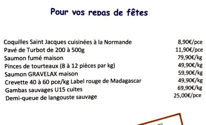 la nouvelle carte des fêtes 2025 à la poissonnerie florent de chaponost, Chaponost, Poissonnerie Florent